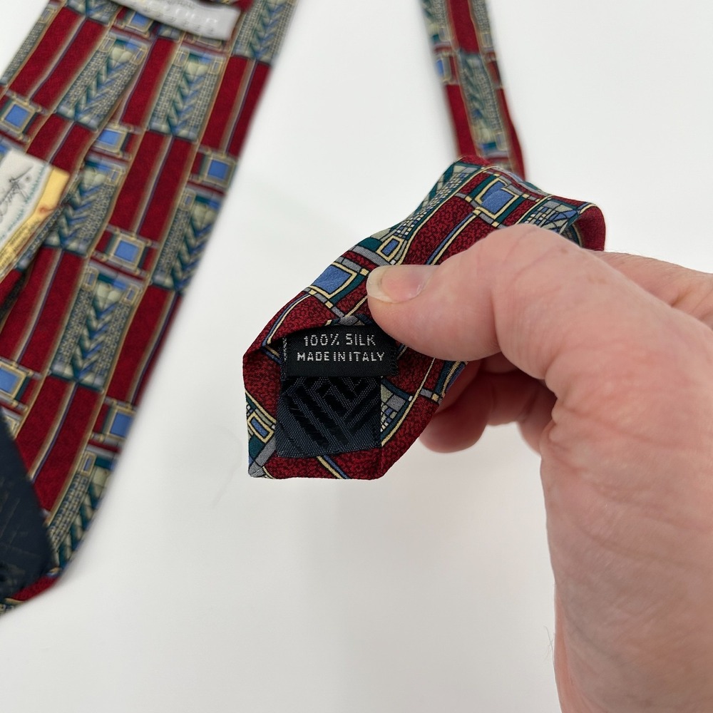 Vintage Frank Lloyd Wright Mens Silk Tie Made Italy Luxury Tree of Life Window - Picture 7 of 11